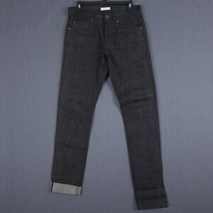 Unbranded Brand Jeans Mens 30 (Fits 30x34) Black Tight Fit Raw Selvedge Denim